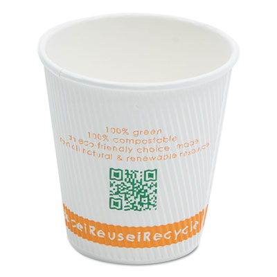 NatureHouse&reg; Compostable Insulated Paper/PLA Corn Plastic Lined Hot Cups