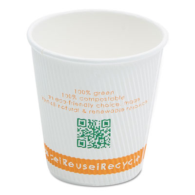 NatureHouse&reg; Compostable Insulated Paper/PLA Corn Plastic Lined Hot Cups