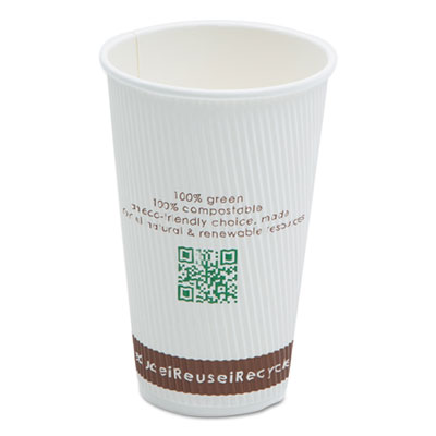 NatureHouse&reg; Compostable Insulated Paper/PLA Corn Plastic Lined Hot Cups