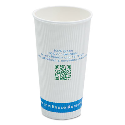 NatureHouse&reg; Compostable Insulated Paper/PLA Corn Plastic Lined Hot Cups