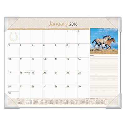 AT-A-GLANCE&reg; Horses Recycled Monthly Desk Pad
