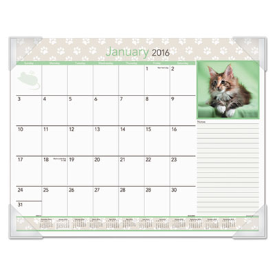 AT-A-GLANCE&reg; Kittens Recycled Monthly Desk Pad