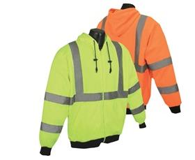 RADIANS, HOODED SWEATSHIRT, CLASS 3 WITH ZIPPER & DRAW STRINGS