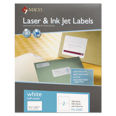 MACO&reg; White Laser/Inkjet Internet Shipping Labels