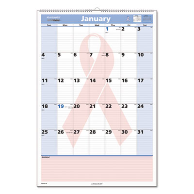 AT-A-GLANCE&reg; Quicknotes&reg; Breast Cancer Awareness Monthly Wall Calendar
