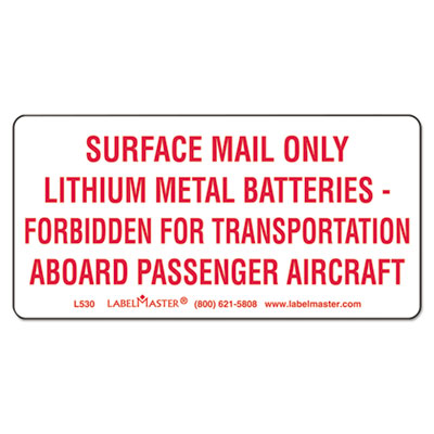 LabelMaster&reg; Lithium Battery Self-Adhesive Labels