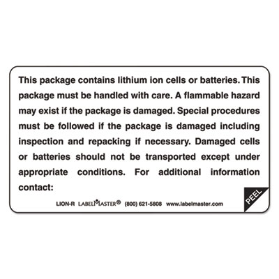 LabelMaster&reg; Lithium Battery Self-Adhesive Labels