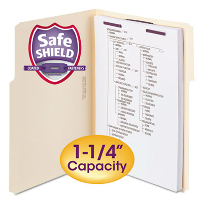 Smead&reg; Extra-Capacity Manila Fastener Folders With SafeSHIELD&reg; Coated Fasteners