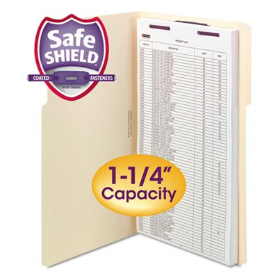 Smead&reg; Extra-Capacity Manila Fastener Folders With SafeSHIELD&reg; Coated Fasteners