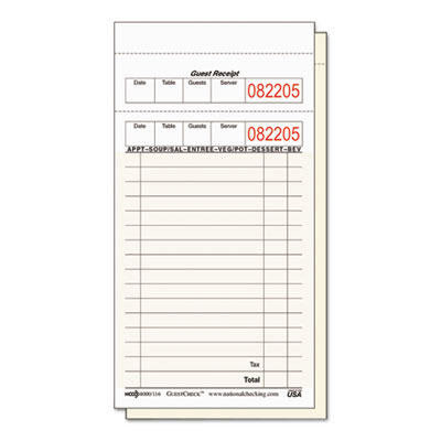 National Checking Company Medium Duplicate Carbon GuestChecks