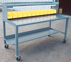 Model MX - Mobile Workbench, 1/2 Shelf, Power Strip, Bins Model MX - Mobile Workbench, 1/2 Shelf, Power Strip, Bins