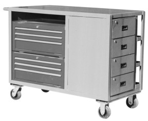 Model RP - Limited Access Mobile Workbench Cabinet - 10 drawers & 3 shelves Model RP - Limited Access Mobile Workbench Cabinet - 10 drawers & 3 shelves