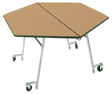 HEXAGON MOBILE CAFETERIA LUNCH TABLES WITH COMFORT LEG