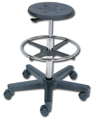 PNEUMATIC LIFT STOOL WITH FOOT RING ON CASTERS