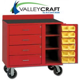 RED MOBILE BIN CABINET