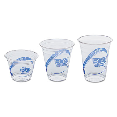 Eco-Products&reg; BlueStripe&trade; Recycled Content Clear Plastic Cold Drink Cups
