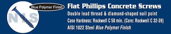Phillips Flat Concrete Screw With Drill Bit Blue Perma Seal
