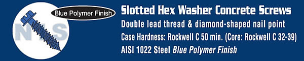 Slotted Hex Washer Concrete Screw With Drill Bit Blue Perma Seal