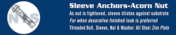 Acorn Head Sleeve Anchor Zinc