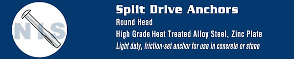 Round Head Split Drive Anchor Zinc