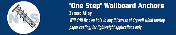 Easy Screw In Wallboard Anchor Zamac Alloy
