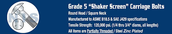 Carriage Bolt Grade 5 Full Body Zinc