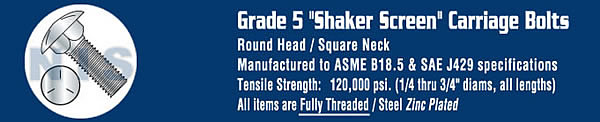 Carriage Bolt Grade 5 Fully Threaded Zinc