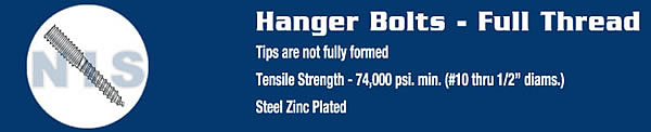 Hanger Bolt Full Thread Zinc