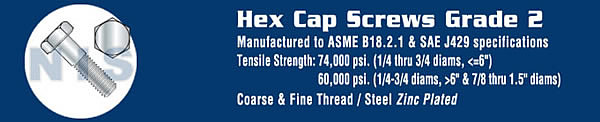 Hex Cap Screw Grade 2 Zinc