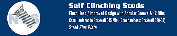 Self Clinching Stud Hardened Steel Heat Zinc And Bake