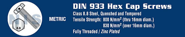 Din 933 8 Point 8 Metric Fully Threaded Cap Screw Zinc