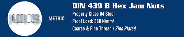 Din 439 Hex Jam Nut Zinc