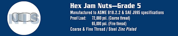 Hex Jam Nut Grade 5 Zinc