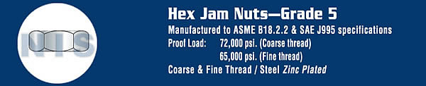 Hex Jam Nut Grade 5 Zinc