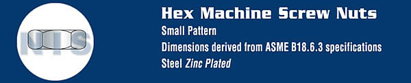 Small Pattern Hex Machine Screw Nut Zinc