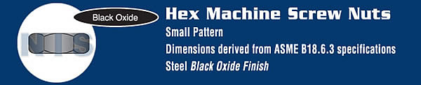 Small Pattern Hex Machine Screw Nut Black Oxide and Oil