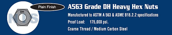 A563 Heavy Hex Structural Nuts Grade DH Canadian Plain
