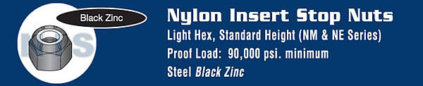 Nylon Insert Hex Lock Nut Black Zinc