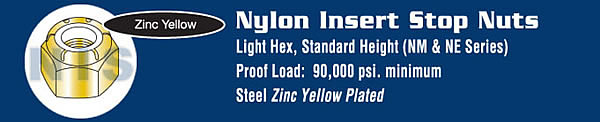 Nylon Insert Hex Lock Nut Zinc Yellow