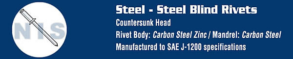Countersunk Head: Steel Body - Steel Mandrel 