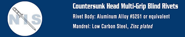 Multi Grip Countersunk Rivet Zinc