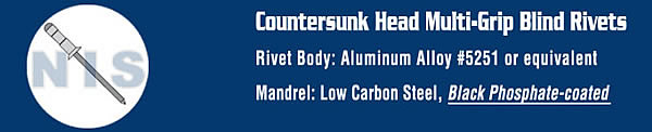 Multi Grip Countersunk Rivet Black Phosphate