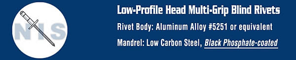 Low Profile Multi Grip Rivet/Black Phosphate Mandrel