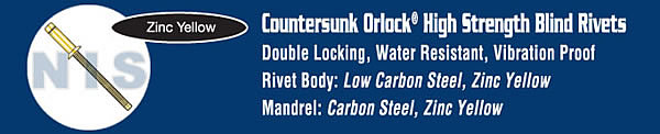 Countersunk Head: Steel Body - Steel Mandrel
