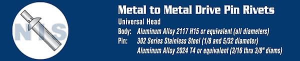 Universal Head (3/16 through 3/8 Diameters): Aluminum Drive - Aluminum Pin