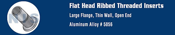Flat Head Ribbed Threaded Insert Rivet Nut Aluminum Cleaned and Polished