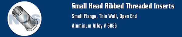 Small Head Ribbed Threaded Insert Rivet Nut Aluminum Cleaned and Polished