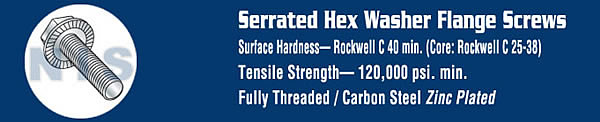 Serrated Hex Flanged Washer Undercut Full Thread Scr Case Hard Zinc & Bake