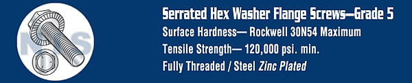Serrated Hex Flanged Washer Undercut Full Thread Grade 5 with Head Markings Zinc