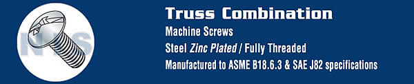 Combination Truss Head Machine Fully Threaded Screw Zinc